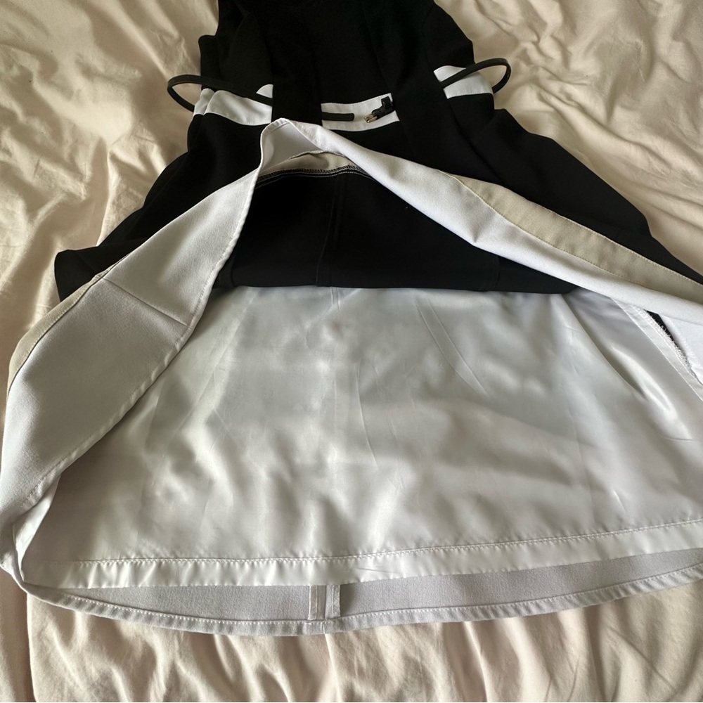 Calvin Klein Black&White Fit&Flare Dress Sleeveless Belted Knee Length Women 8P - Picture 10 of 13